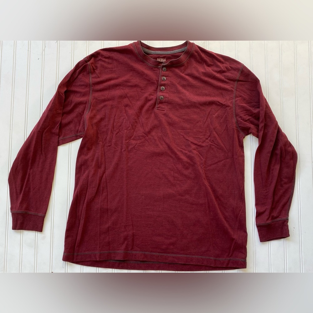 Red Henley Long Sleeve Shirt - Men’s Size XL - Redhead Brand Co.